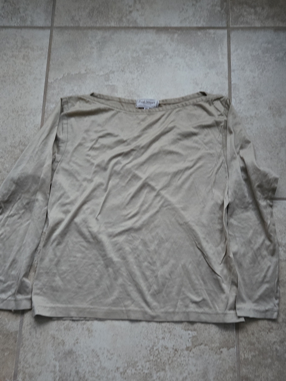 Paul Stuart Beige Lightweight Scoop Neck Top